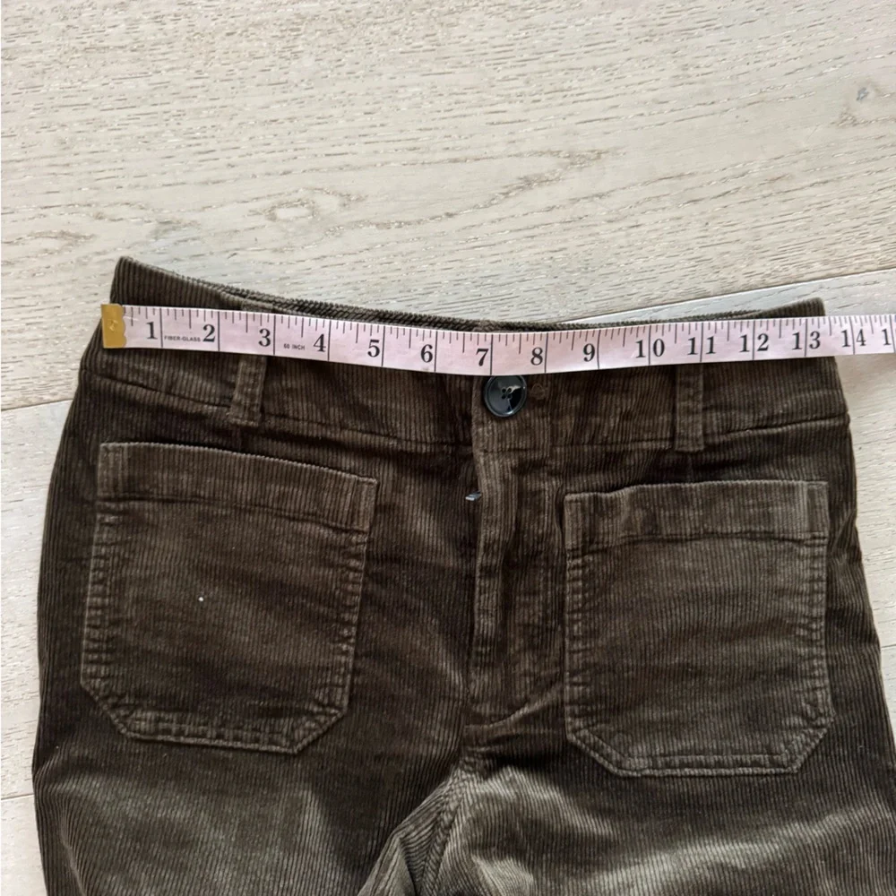 Maeve Anthropologie Colette Corduroy Wide Leg Crop Pants Olive Green 25P - Picture 9 of 9